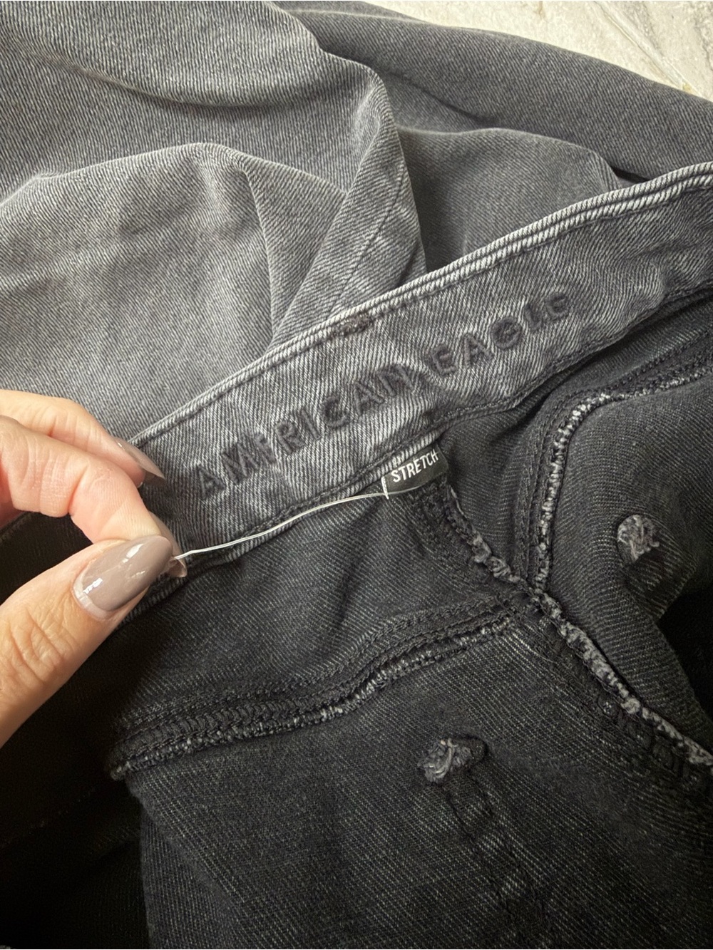 American Eagle Black Wash Jeans Women’s Size 8 Hugh Rise Straight Slim - Picture 5 of 7